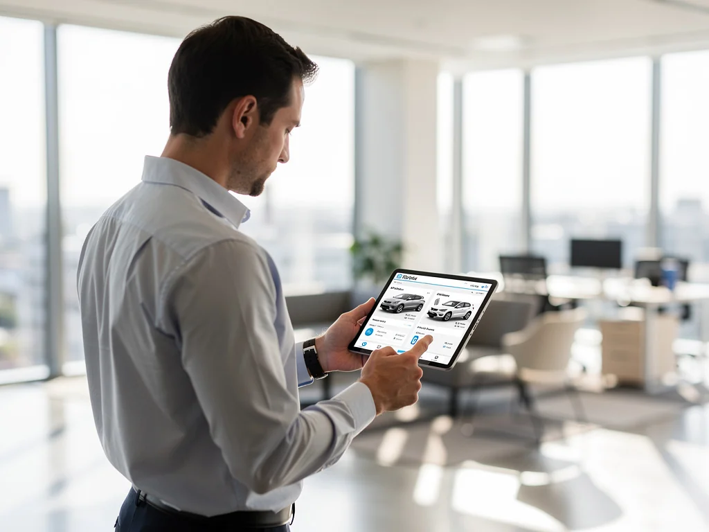 Responsable suivant la recharge des bornes sur une tablette au bureau